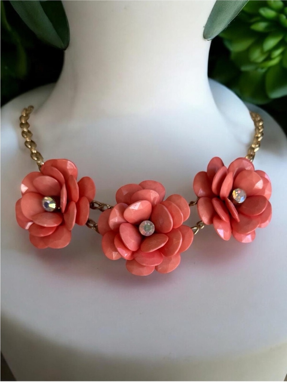 Coral Flower Statement Necklace